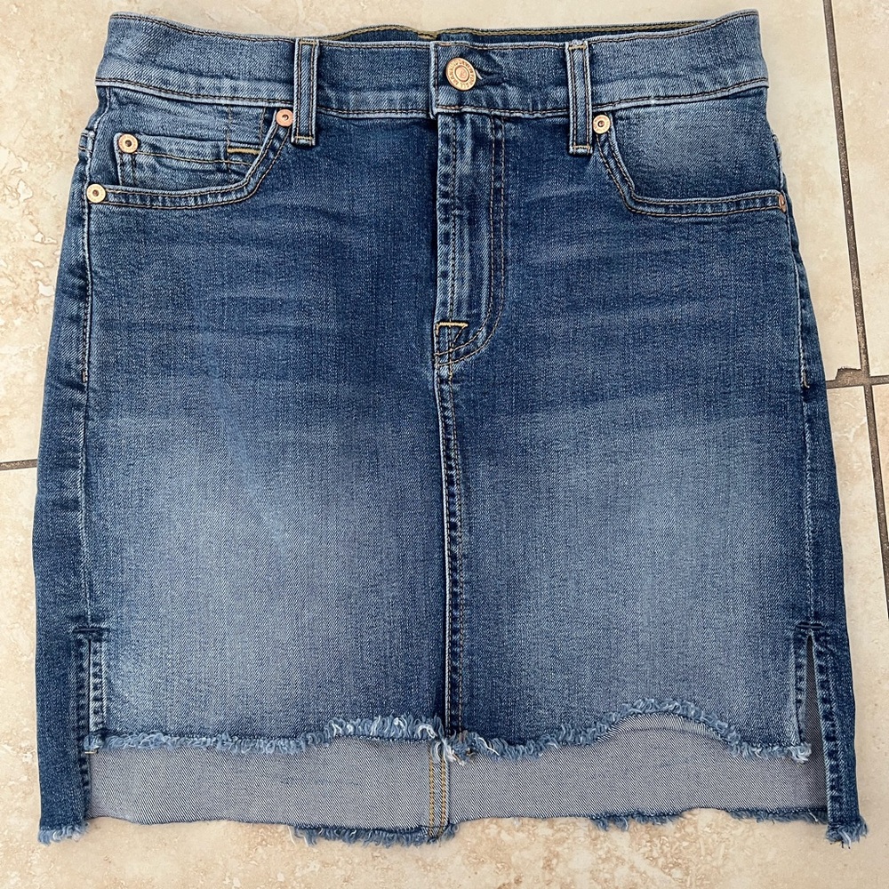 7 For All Mankind Blue Denim Mini Skirt